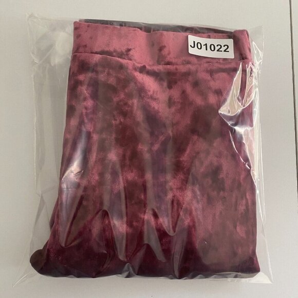 ModCloth Crushed Velvet Pull On Flare Leg Pants Size Large Pink High Rise - Picture 9 of 9